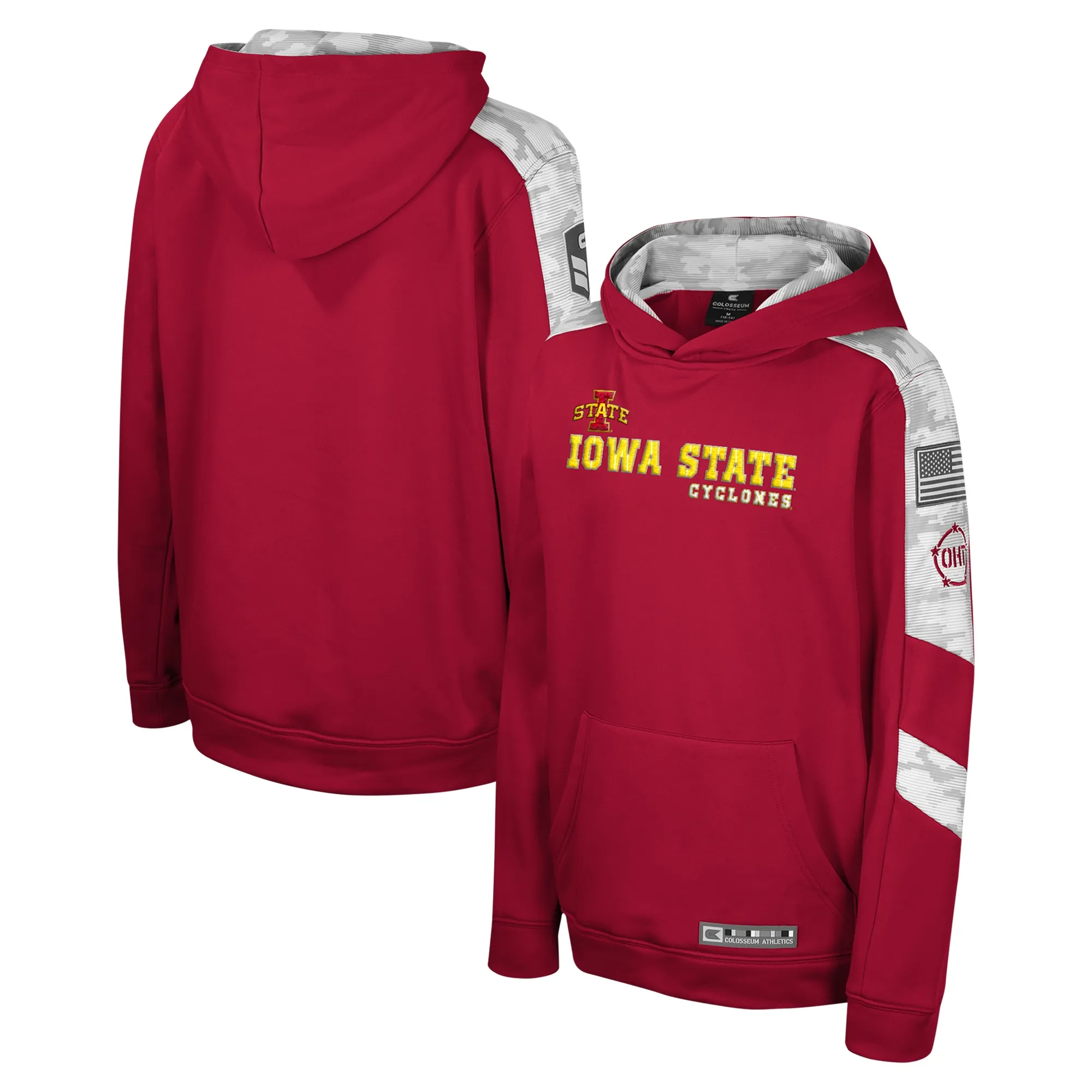 Lids Youth Colosseum Cardinal Iowa State Cyclones OHT Military Appreciation Cyclone Digital Camo Pullover Hoodie